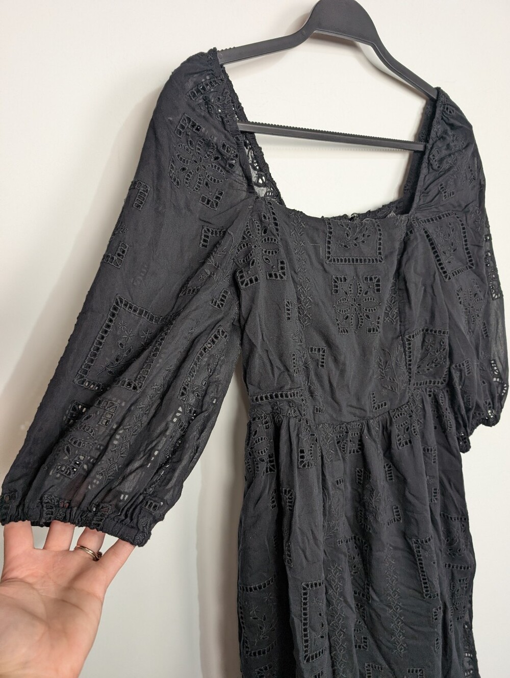 Johnny Was Jade Ella Cottagecore Square Neck Witchy Eyelet Mini Dress Size Small - Picture 3 of 9